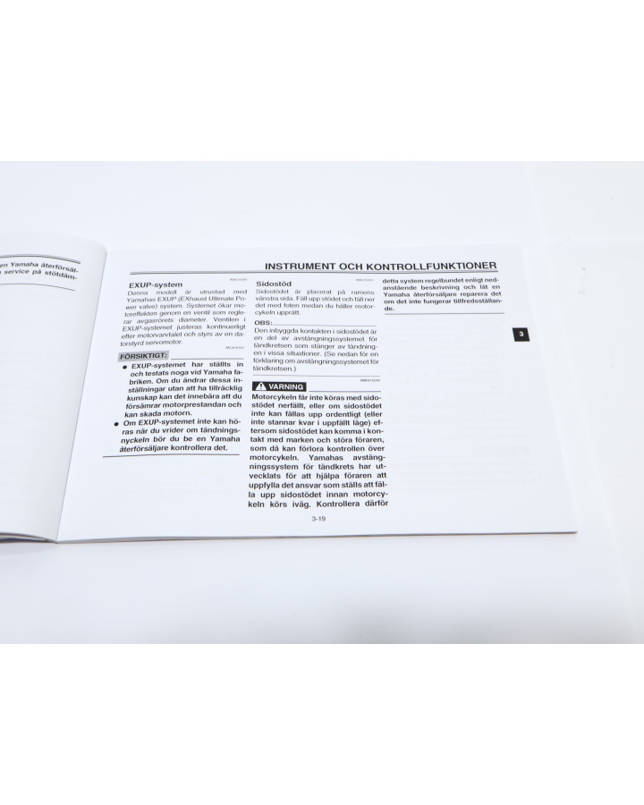 Yamaha XV 1900A Midnight Star, instruktionsbok