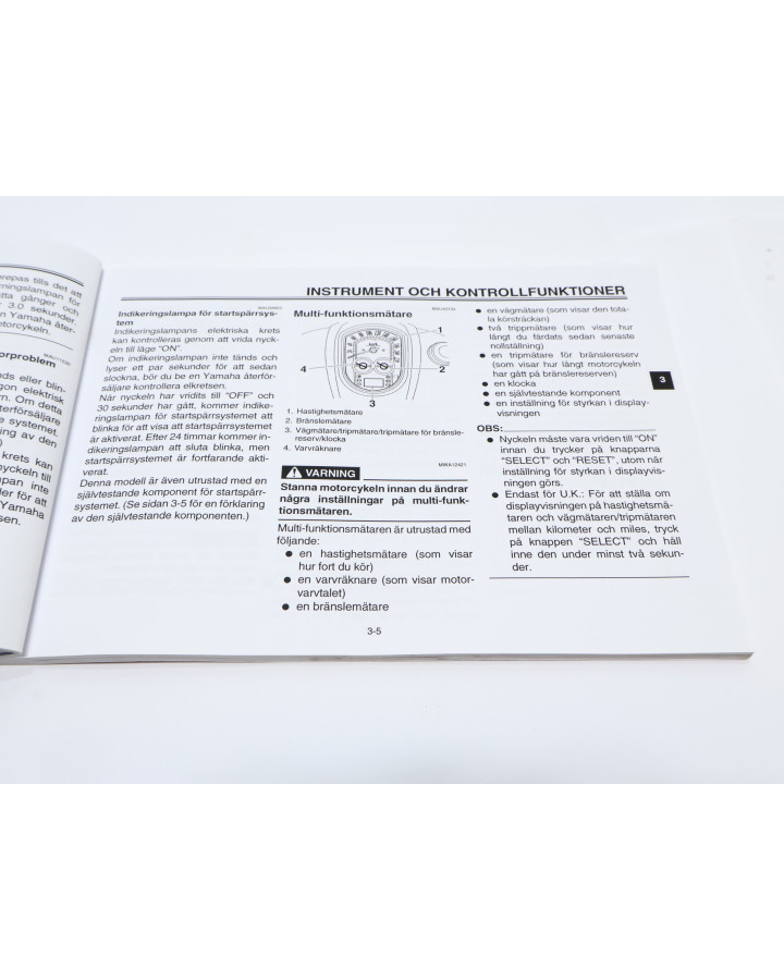 Yamaha XV 1900A Midnight Star, instruktionsbok