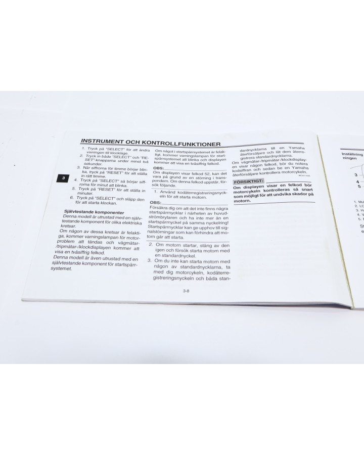 Yamaha XV 1900A Midnight Star, instruktionsbok