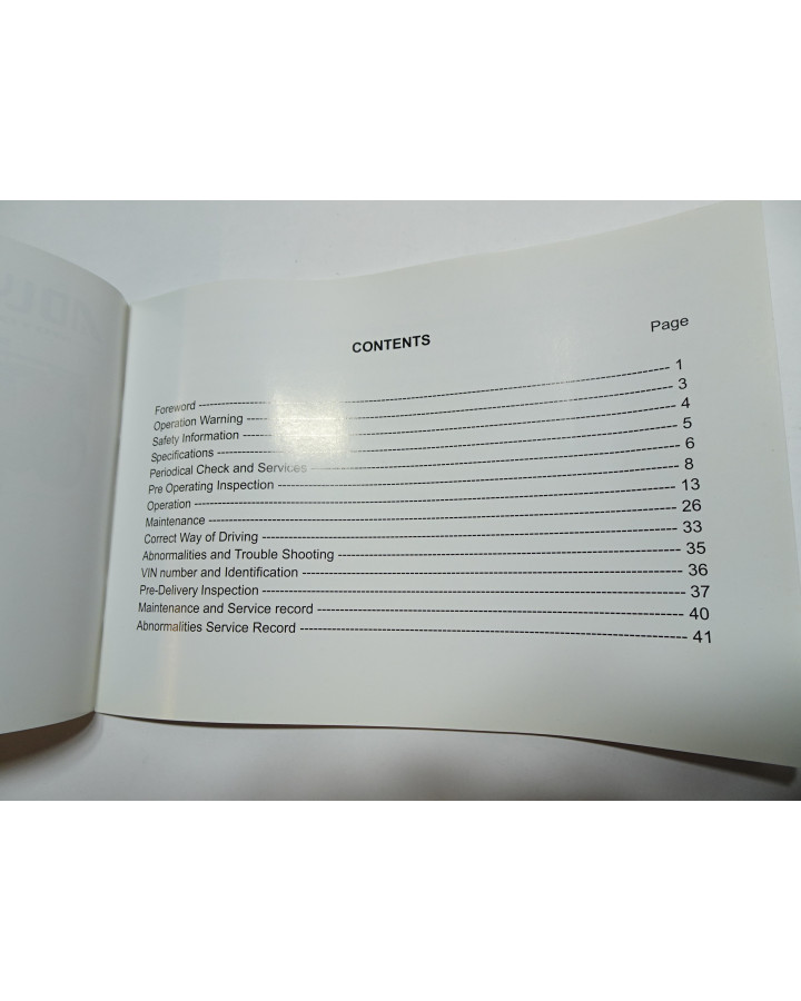 Adly ATV, instruktionsbok