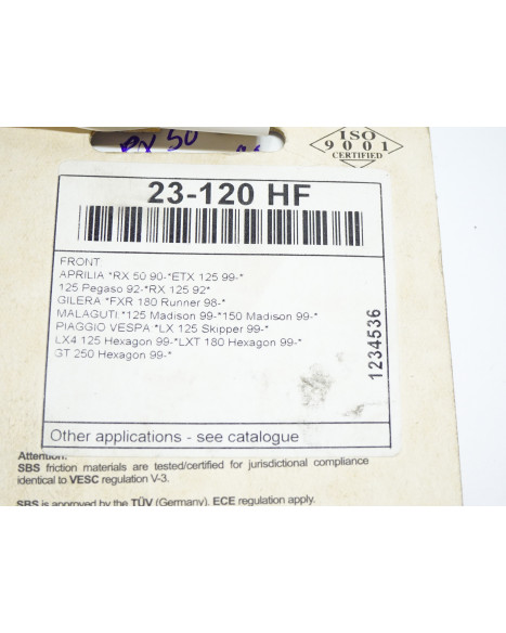 Vespa/Piaggio/Gilera, bromsbelägg fram