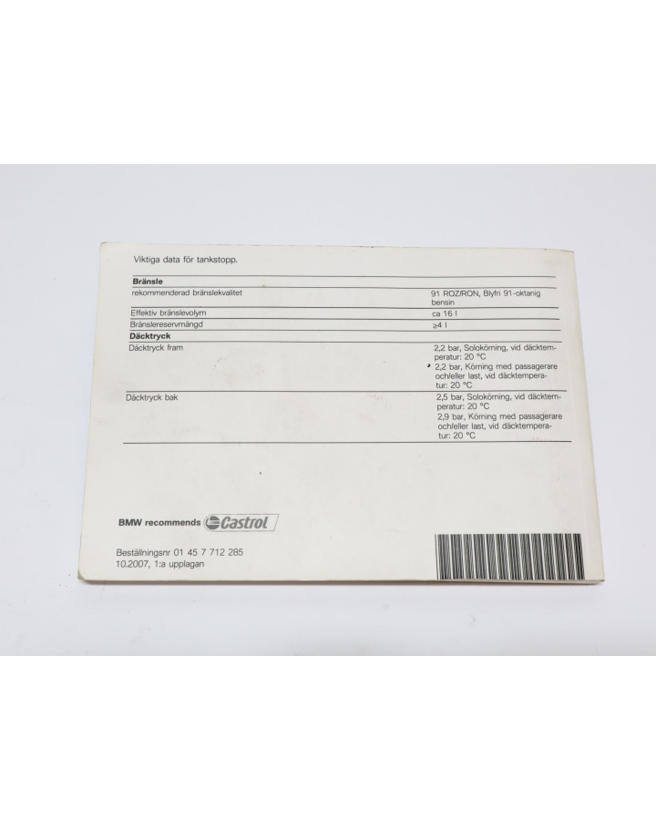 BMW F650GS, instruktionsbok