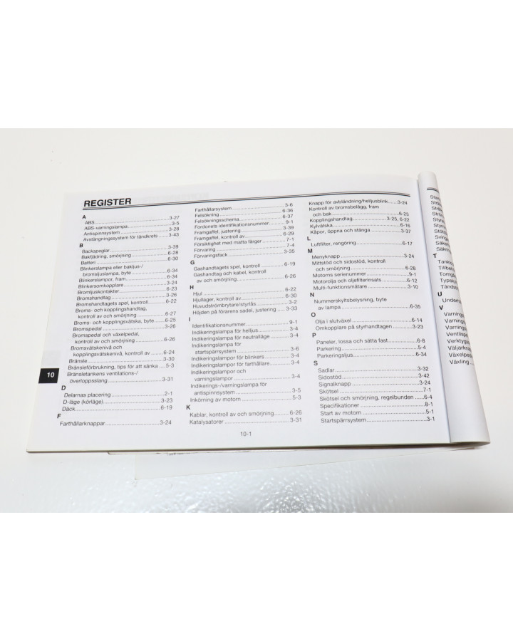 Yamaha FJR 1300, instruktionsbok